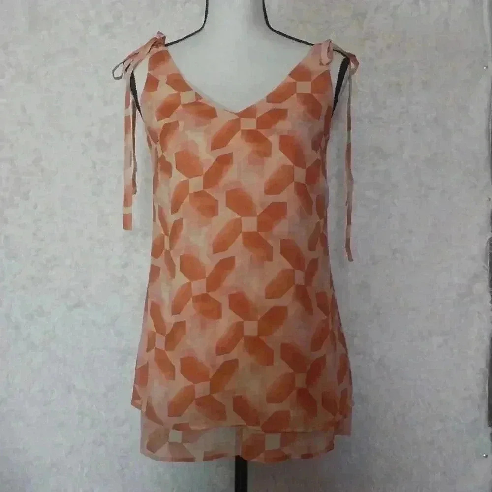 Cabi Pinwheel Sleeveless Top with Ties Size XS